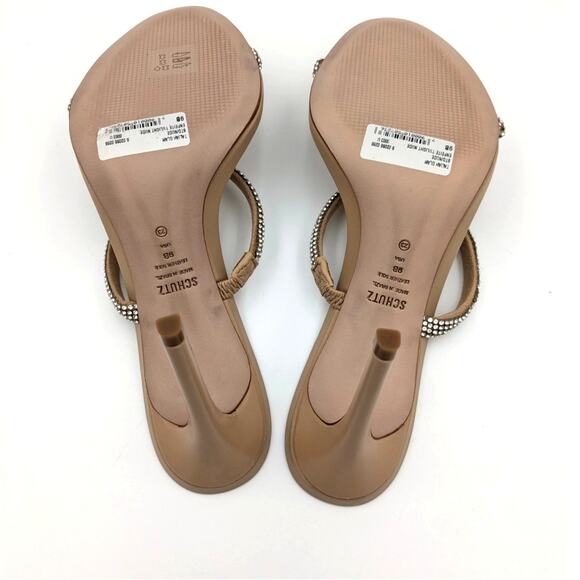 Schutz Taliah Glam Leather & Crystal Sandals Women's Beige Size US9B - Picture 7 of 11